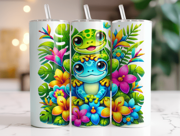 Frog Tumbler Wrap PNG for 20 Oz Skinny