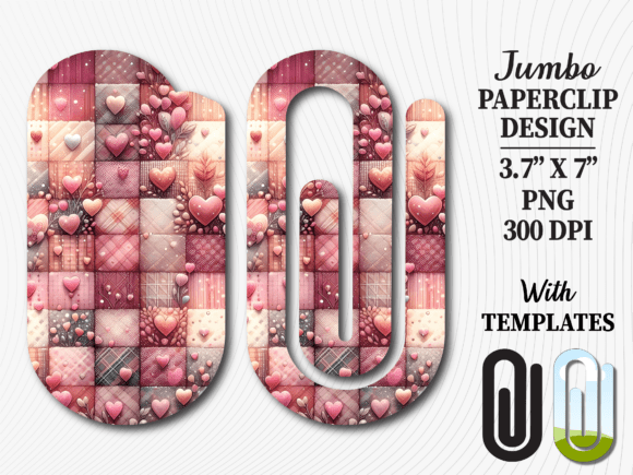 Pink Heart Mosaic Jumbo Paperclip Design