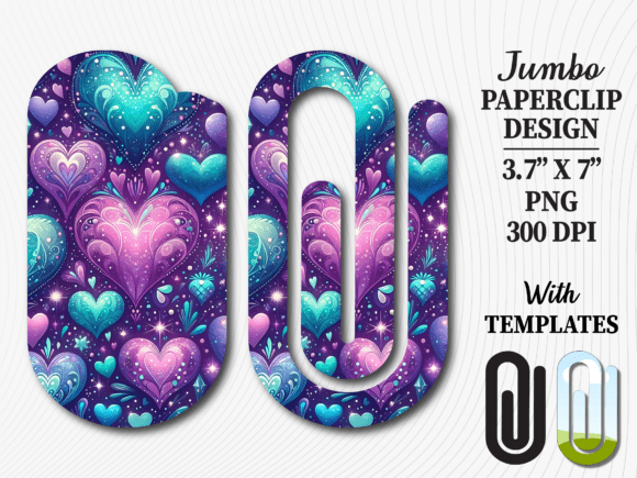 Purple Cosmic Heart Jumbo Paperclip