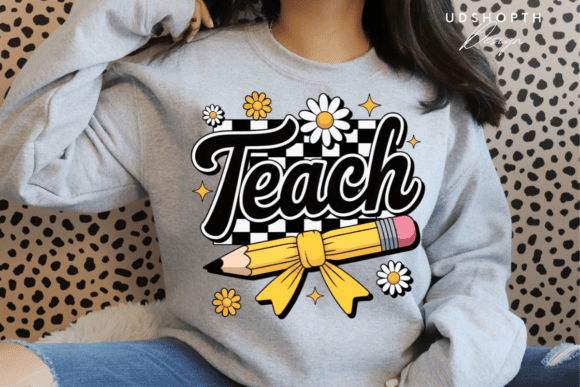Teach PNG Cute Teacher Shirt Design for Creative Projects