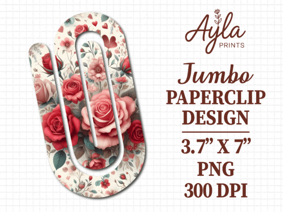 Vintage Red Roses Jumbo Paperclip Design: The Ultimate Sublimation Solution for Creatives